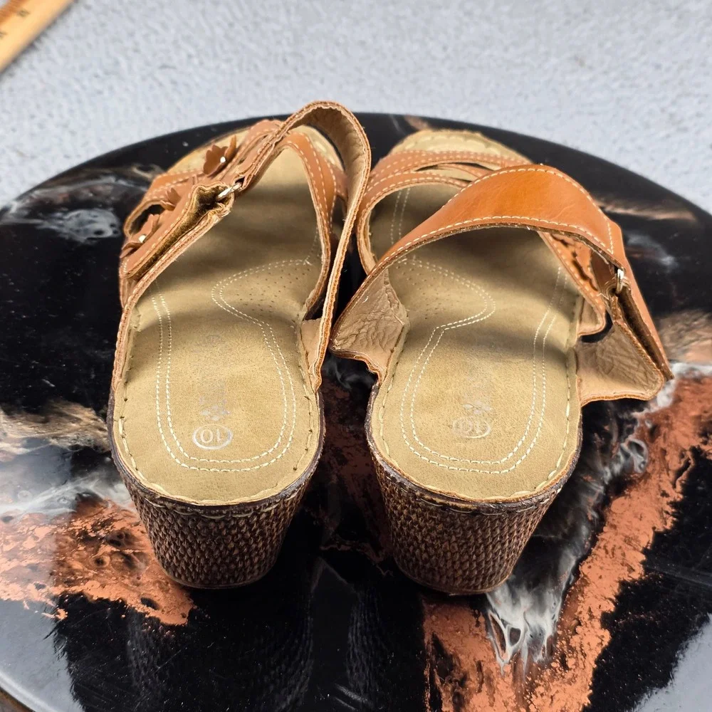 Patrizia Spring Step Wedge Slide Sandals‎ Womens 10 Brown Floral Boho Comfort